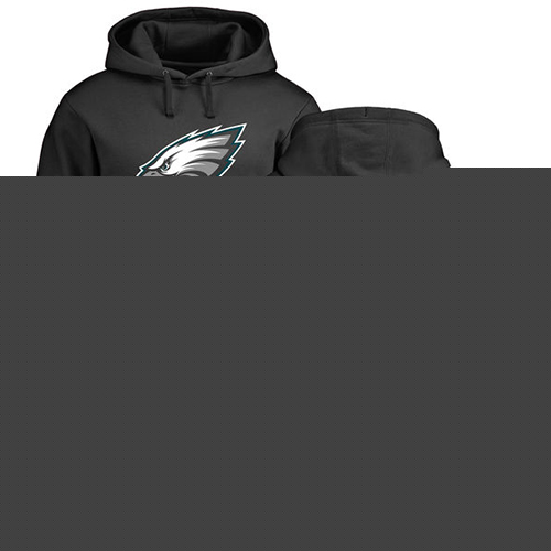 Men Philadelphia Eagles #19 JJ Arcega-Whiteside Black Name and Number Logo NFL Pullover Hoodie Sweatshirts->philadelphia eagles->NFL Jersey